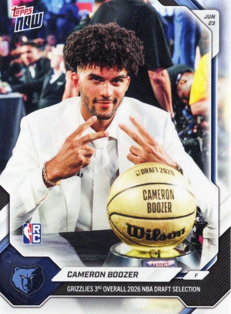 2026 Topps Now Cameron Boozer #CBOOSP Grizzlies 3rd Overall 2026 NBA Draft Selections Memphis Grizzlies Rookie RC Basketball Card (ONLINE ORDER ONLY)
