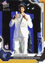 2026 Topps Now Cameron Boozer #CBOO Orange Foil /25 Grizzlies 3rd Overall 2026 NBA Draft Selections Memphis Grizzlies Rookie RC Basketball Card (ONLINE ORDER ONLY)