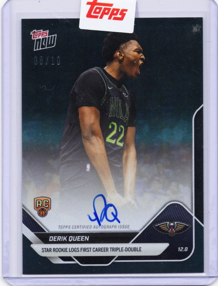 2025 Topps Now Derik Queen #79A Black Auto /10 Star Rookie Logs First Career Triple Double New Orleans Pelicans Rookie RC Basketball Card (ONLINE ORDER ONLY)