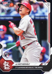 2026 Topps Now JJ Wetherholt #362 Black Foil /10 2nd Club Rookie with Home Runs in 1st Two Innings St Louis Cardinals Rookie RC Baseball Card (ONLINE ORDER ONLY)