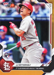 2026 Topps Now JJ Wetherholt #362 Orange Foil /25 2nd Club Rookie with Home Runs in 1st Two Innings St Louis Cardinals Rookie RC Baseball Card (ONLINE ORDER ONLY)