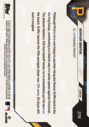 2026 Topps Now Konnor Griffin #379 Orange Foil /25 5th Youngest in MLB History to Hit Leadoff Home Run Pittsburgh Pirates Rookie RC Baseball Card (ONLINE ORDER ONLY)