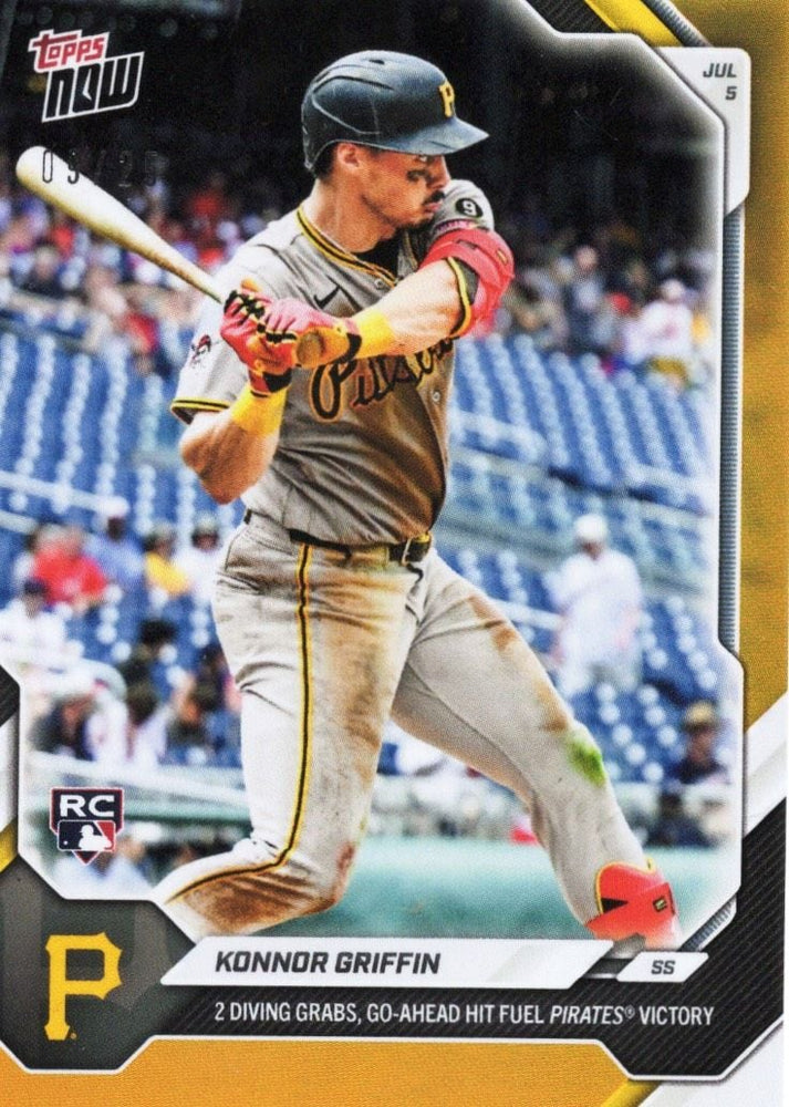 2026 Topps Now Konnor Griffin #417 Orange Foil /25 2 Diving Grabs, Go Ahead Hit Fuel Pirates Win Pittsburgh Pirates Rookie RC Baseball Card (ONLINE ORDER ONLY)