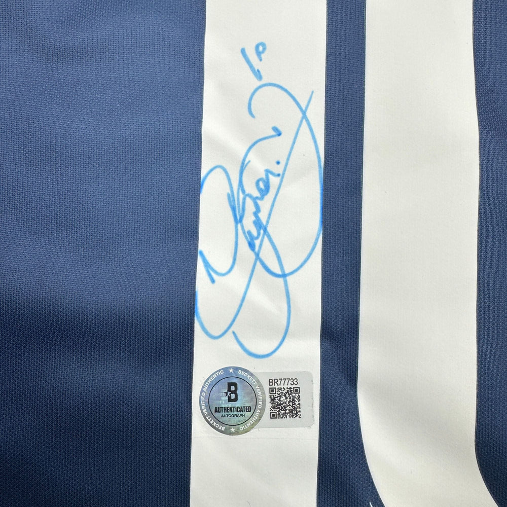 Autographed/Signed Neymar Jr. PSG Paris Saint-Germain Blue Soccer Futbol Jersey Beckett BAS COA (ONLINE ORDER ONLY)