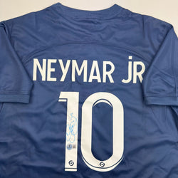 Autographed/Signed Neymar Jr. PSG Paris Saint-Germain Blue Soccer Futbol Jersey Beckett BAS COA (ONLINE ORDER ONLY)