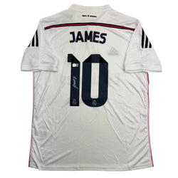 Autographed/Signed James Rodriguez Real Madrid White Soccer Futbol Jersey Beckett BAS COA (ONLINE ORDER ONLY)