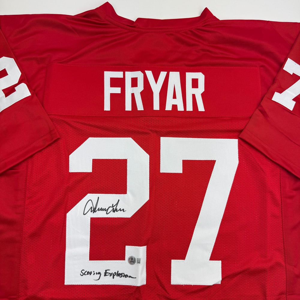 Autographed/Signed Irving Fryar "Scoring Explosion" Nebraska Red College Football Jersey Beckett BAS COA (ONLINE ORDER ONLY)