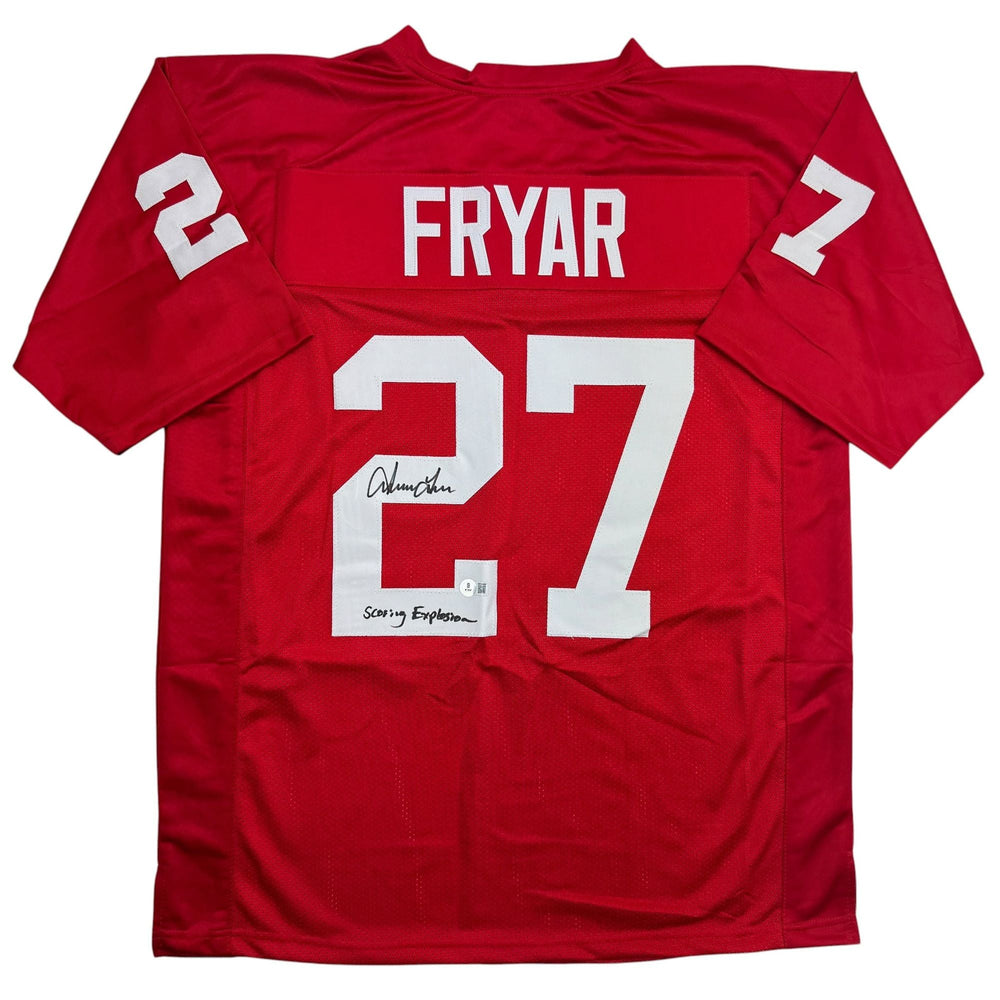 Autographed/Signed Irving Fryar "Scoring Explosion" Nebraska Red College Football Jersey Beckett BAS COA (ONLINE ORDER ONLY)