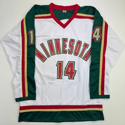 Autographed/Signed Joel Eriksson Ek Minnesota White 25th Anniversary Hockey Jersey Beckett BAS COA (ONLINE ORDER ONLY)