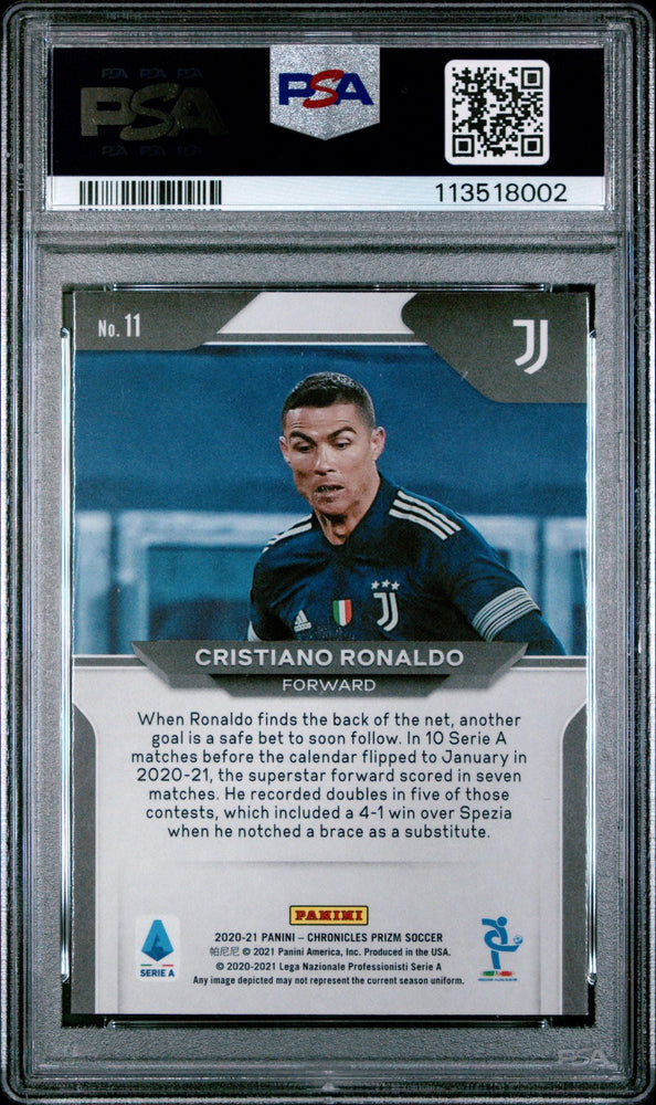 Graded 2020 Panini Chronicles Cristiano Ronaldo #11 Prizm Serie A Soccer Card PSA 10 Gem Mint (ONLINE ORDER ONLY)