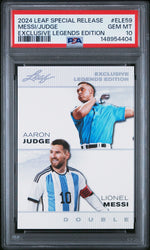 Graded 2024 Leaf Special Release Lionel Messi Aaron Judge #ELE59 Exclusive Legends Edition Soccer Card PSA 10 Gem Mint (ONLINE ORDER ONLY)