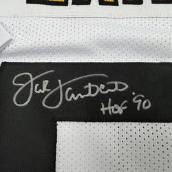 Framed Autographed/Signed Jack Lambert 35x39 Pittsburgh White Football Jersey JSA COA (ONLINE ORDER ONLY)