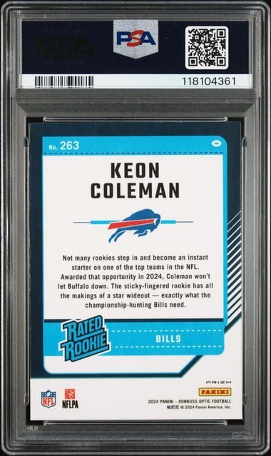Graded 2024 Panini Donrus Optic Keon Coleman #263 Green Hyper Rookie RC Football Card PSA 10 Gem Mint (ONLINE ORDER ONLY)
