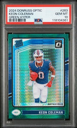 Graded 2024 Panini Donrus Optic Keon Coleman #263 Green Hyper Rookie RC Football Card PSA 10 Gem Mint (ONLINE ORDER ONLY)