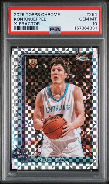 Graded 2025 Topps Chrome Kon Knueppel #254 X-Fractor Rookie RC Basketball Card PSA 10 Gem Mint (ONLINE ORDER ONLY)