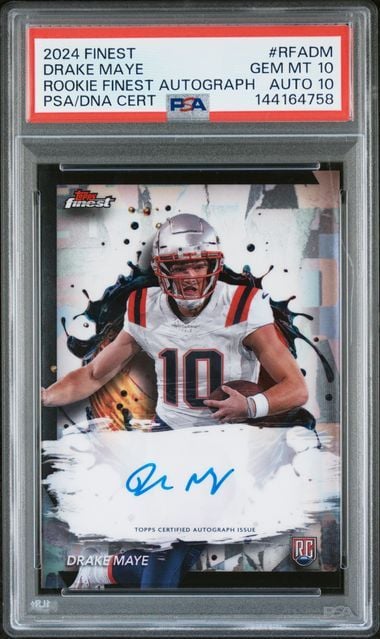 Graded 2024 Topps Finest Drake Maye #RFADM Rookie Finest Autograph Rookie RC Football Card PSA 10 Auto 10 (ONLINE ORDER ONLY)