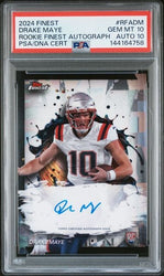 Graded 2024 Topps Finest Drake Maye #RFADM Rookie Finest Autograph Rookie RC Football Card PSA 10 Auto 10 (ONLINE ORDER ONLY)