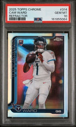 Graded 2025 Topps Chrome Cam Ward #314 Refractor Rookie RC Football Card PSA 10 Gem Mint (ONLINE ORDER ONLY)