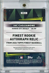 2026 Topps Finest Jac Caglianone #RPA-JC Finest Rookie Autograph Relic Orange /25 Rookie RC Baseball Card (ONLINE ORDER ONLY)