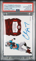 Graded 2017 Panini Flawless Christian McCaffrey #138 Ruby Autograph /20 Rookie RC Football Card PSA 10 Auto Gem Mint (ONLINE ORDER ONLY)