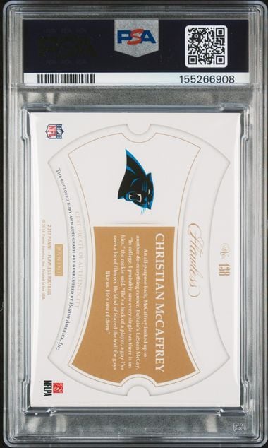 Graded 2017 Panini Flawless Christian McCaffrey #138 Ruby Autograph /20 Rookie RC Football Card PSA 10 Auto Gem Mint (ONLINE ORDER ONLY)