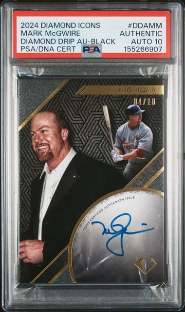 Graded 2024 Topps Diamond Kings Mark McGwire #DDAMM Diamond Drip Auto /10 Baseball Card PSA 10 Auto Gem Mint (ONLINE ORDER ONLY)
