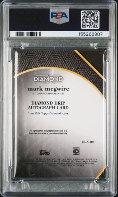 Graded 2024 Topps Diamond Kings Mark McGwire #DDAMM Diamond Drip Auto /10 Baseball Card PSA 10 Auto Gem Mint (ONLINE ORDER ONLY)