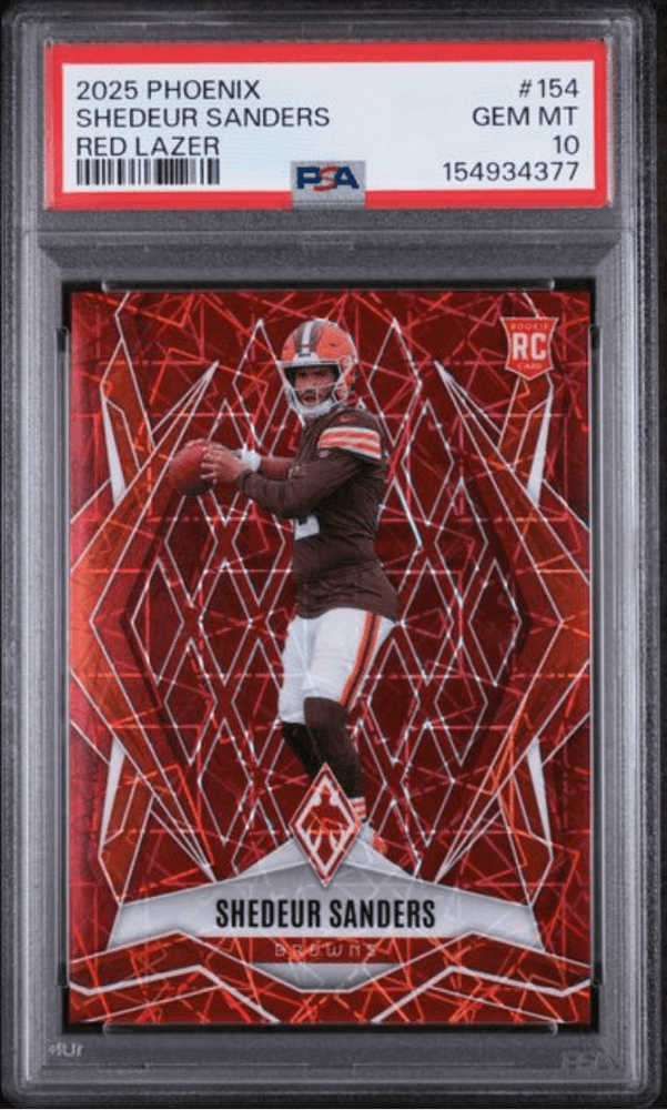 Graded 2025 Panini Phoenix Shedeur Sanders #154 Red Lazer /199 Rookie RC Football Card PSA 10 Gem Mint (ONLINE ORDER ONLY)