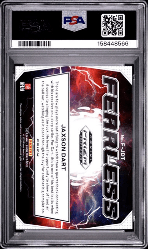 Graded 2025 Panini Prizm Draft Picks Jaxson Dart #FJDT Fearless Red Ice Rookie RC Football Card PSA 10 Gem Mint (ONLINE ORDER ONLY)