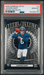 Graded 2025 Panini Donruss Optic Jaxson Dart #2 Rookie Recruits Rookie RC Football Card PSA 10 Gem Mint (ONLINE ORDER ONLY)