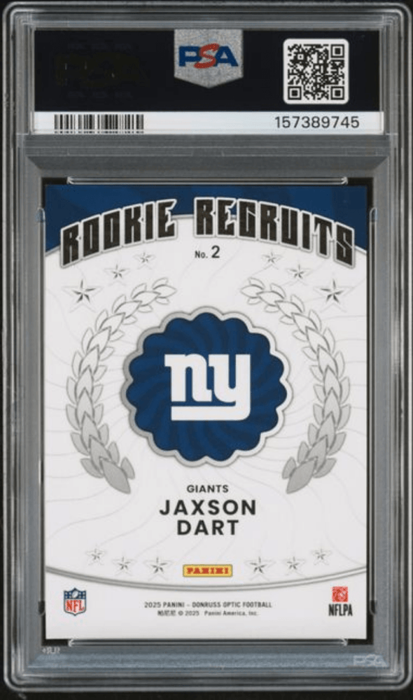 Graded 2025 Panini Donruss Optic Jaxson Dart #2 Rookie Recruits Rookie RC Football Card PSA 10 Gem Mint (ONLINE ORDER ONLY)