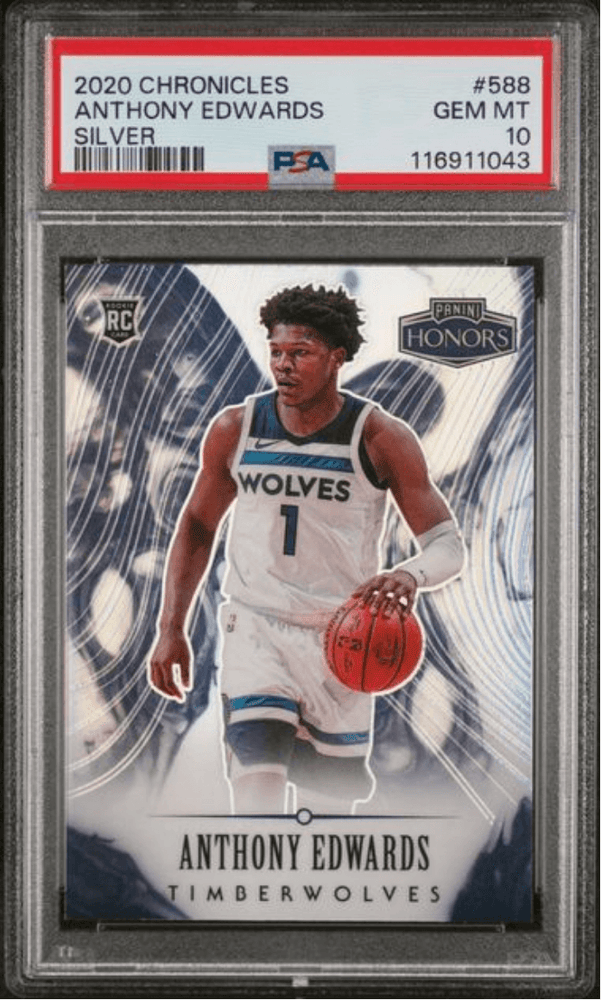 Graded 2020 Panini Chronicles Anthony Edwards #588 Silver Rookie RC Basketball Card PSA 10 Gem Mint (ONLINE ORDER ONLY)