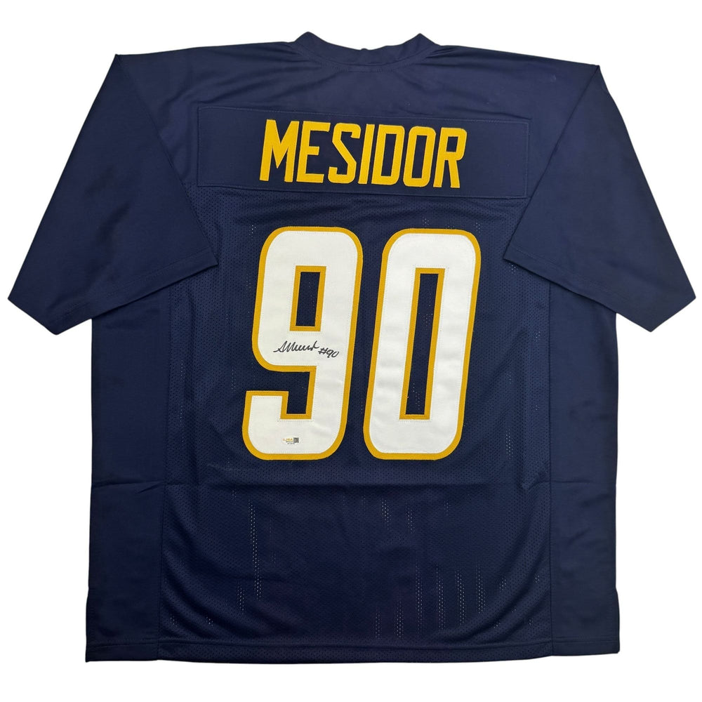 Autographed/Signed Akheem Mesidor Los Angeles San Diego Navy Blue Football Jersey JSA COA (ONLINE ORDER ONLY)