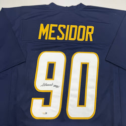 Autographed/Signed Akheem Mesidor Los Angeles San Diego Navy Blue Football Jersey JSA COA (ONLINE ORDER ONLY)