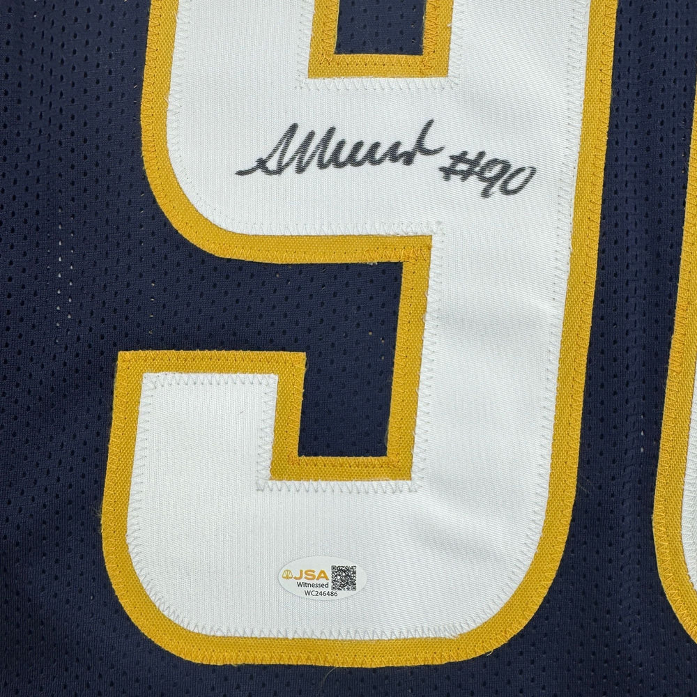 Autographed/Signed Akheem Mesidor Los Angeles San Diego Navy Blue Football Jersey JSA COA (ONLINE ORDER ONLY)