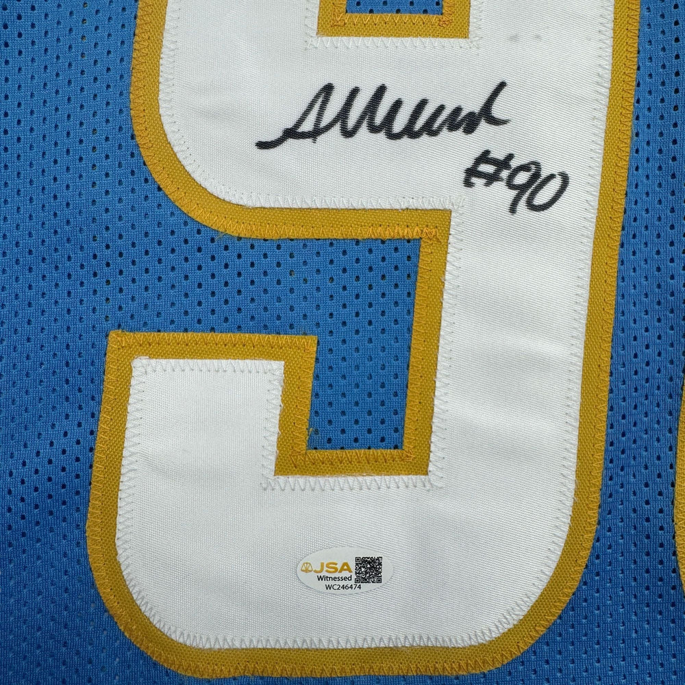 Autographed/Signed Akheem Mesidor Los Angeles San Diego Powder Blue Football Jersey JSA COA (ONLINE ORDER ONLY)