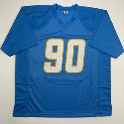 Autographed/Signed Akheem Mesidor Los Angeles San Diego Powder Blue Football Jersey JSA COA (ONLINE ORDER ONLY)