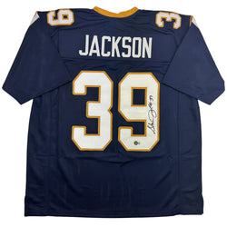 Autographed/Signed Steven Jackson St. Louis Dark Blue Football Jersey Beckett BAS COA (ONLINE ORDER ONLY)
