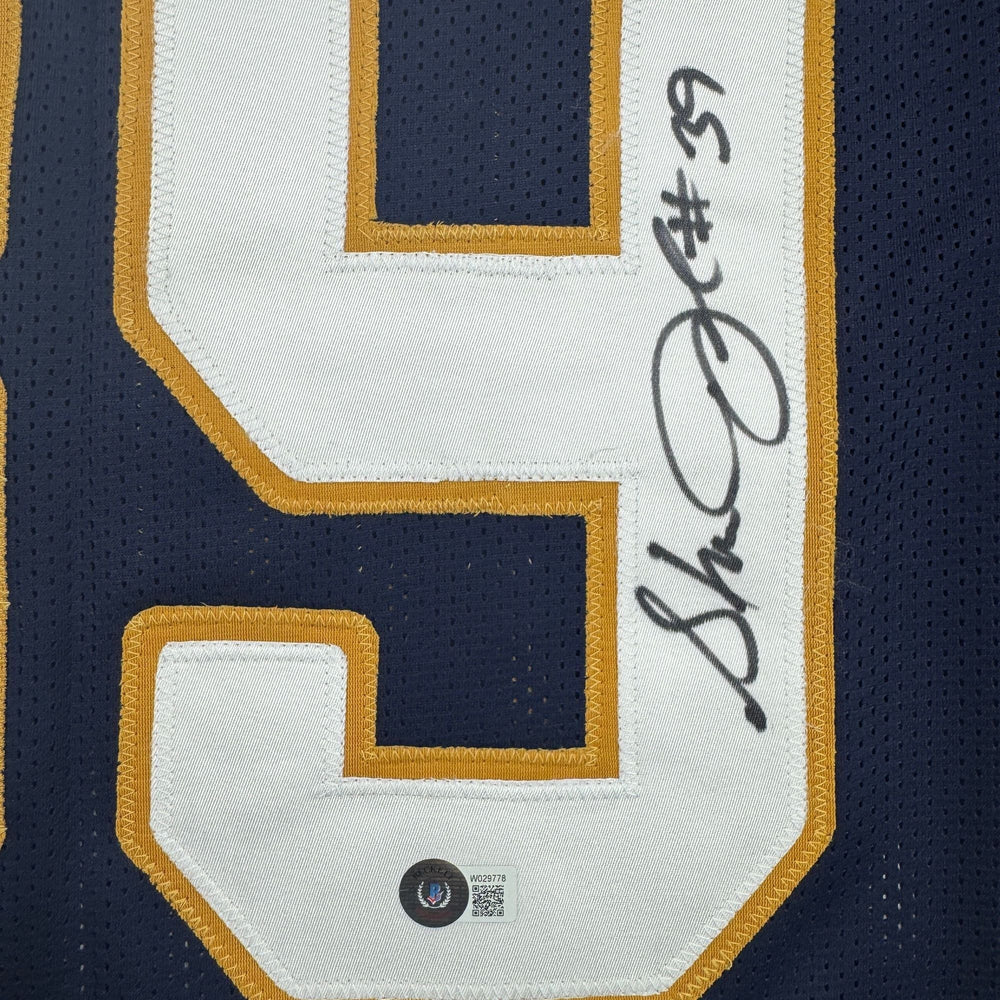 Autographed/Signed Steven Jackson St. Louis Dark Blue Football Jersey Beckett BAS COA (ONLINE ORDER ONLY)
