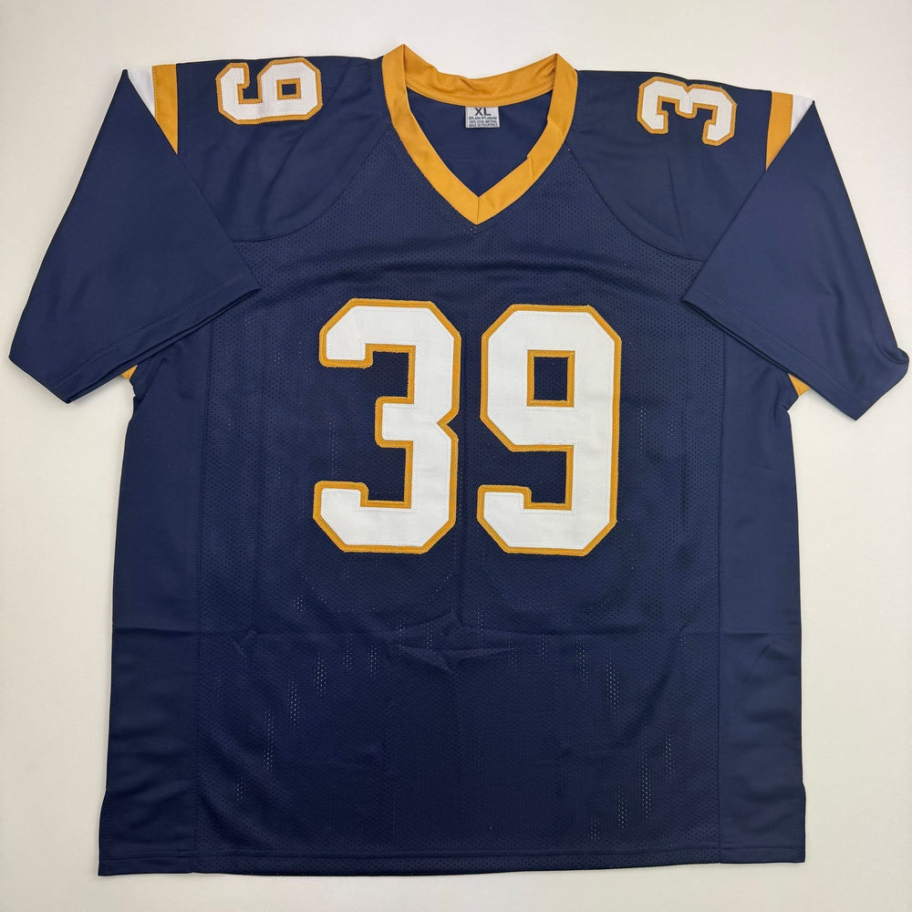 Autographed/Signed Steven Jackson St. Louis Dark Blue Football Jersey Beckett BAS COA (ONLINE ORDER ONLY)