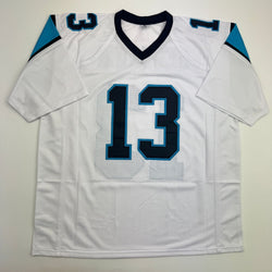 Autographed/Signed Kelvin Benjamin Carolina White Football Jersey Beckett BAS COA (ONLINE ORDER ONLY)