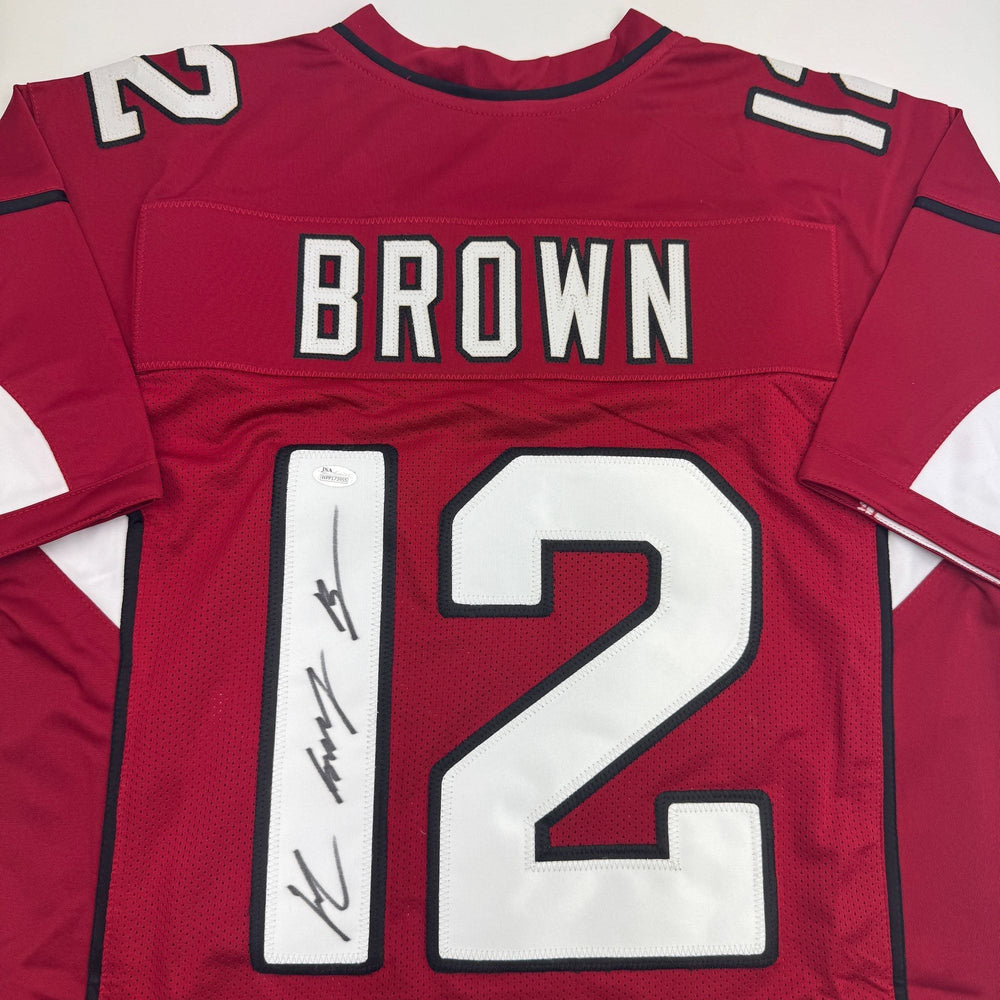 Autographed/Signed John Brown Arizona Red Football Jersey JSA COA (ONLINE ORDER ONLY)