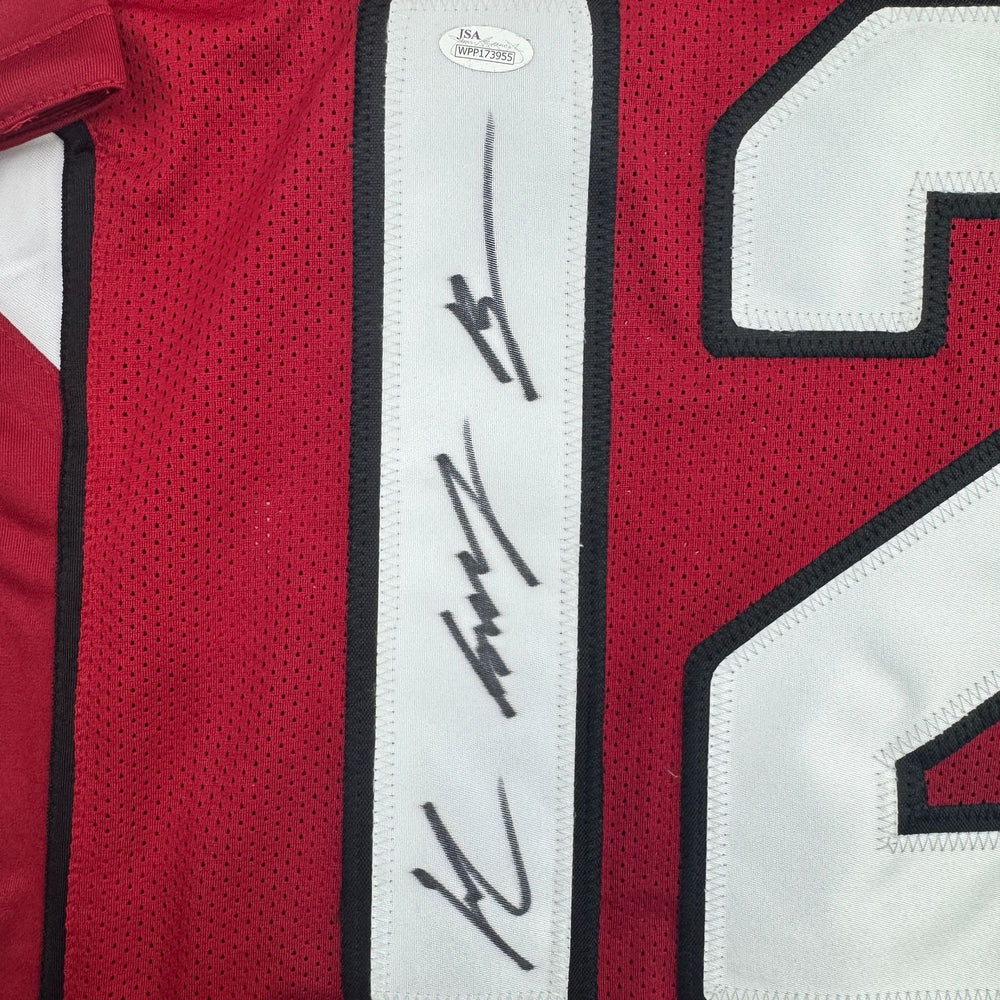 Autographed/Signed John Brown Arizona Red Football Jersey JSA COA (ONLINE ORDER ONLY)