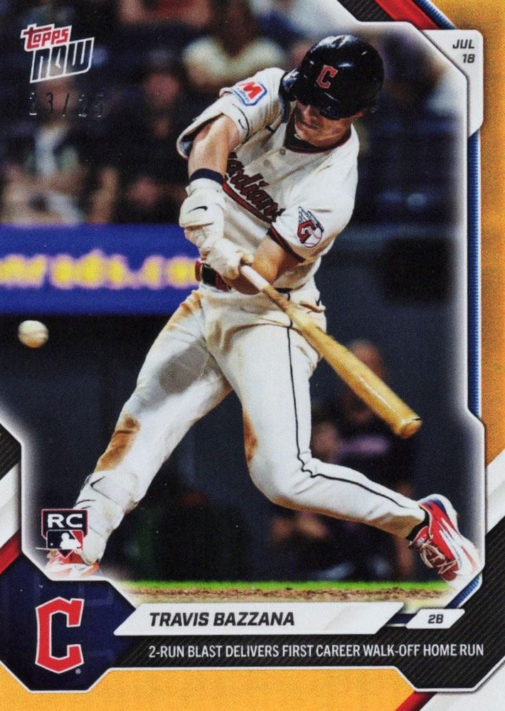 2026 Topps Now Travis Bazzana #462 Orange Foil /25 2 Run Blast Delivers First Career Walk Off Home Run Cleveland Guardians Rookie RC Baseball Card (ONLINE ORDER ONLY)