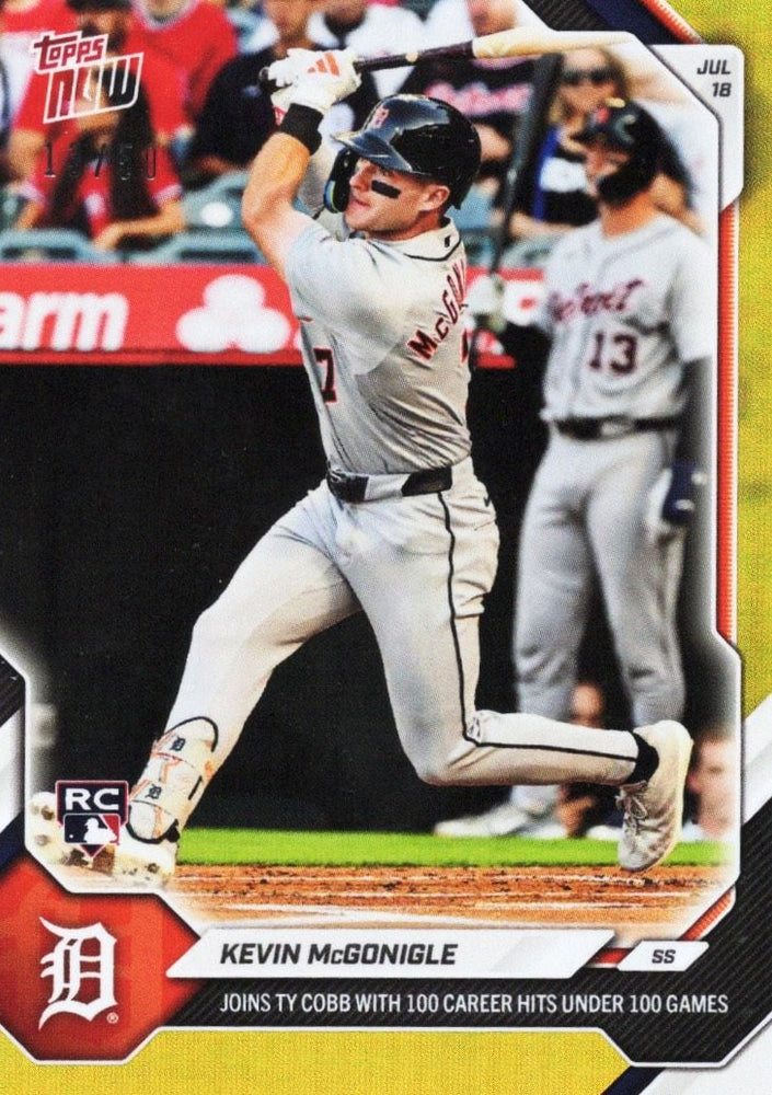 2026 Topps Now Kevin McGonigle #463 Gold Foil /50 Joins Ty Cobb with 100 Career Hits Under 100 Games Detroit Tigers Rookie RC Baseball Card (ONLINE ORDER ONLY)