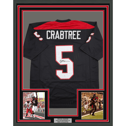 Framed Autographed/Signed Michael Crabtree 35x39 Texas Tech Black College Football Jersey JSA COA (ONLINE ORDER ONLY)