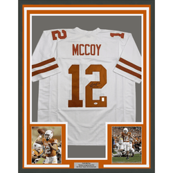 Framed Autographed/Signed Colt McCoy 35x39 Texas White College Football Jersey JSA COA (ONLINE ORDER ONLY)