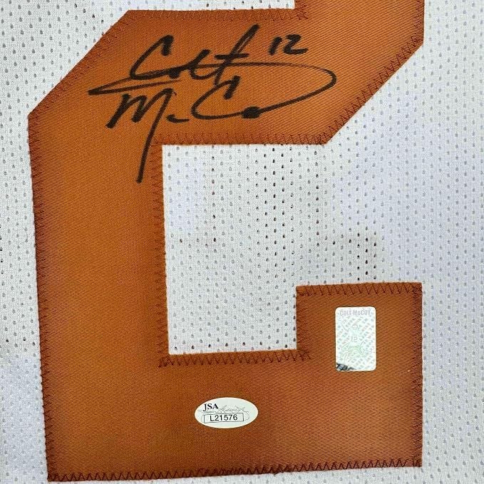 Framed Autographed/Signed Colt McCoy 35x39 Texas White College Football Jersey JSA COA (ONLINE ORDER ONLY)