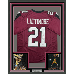 Framed Autographed/Signed Marcus Lattimore 35x39 South Carolina Maroon College Football Jersey JSA COA (ONLINE ORDER ONLY)