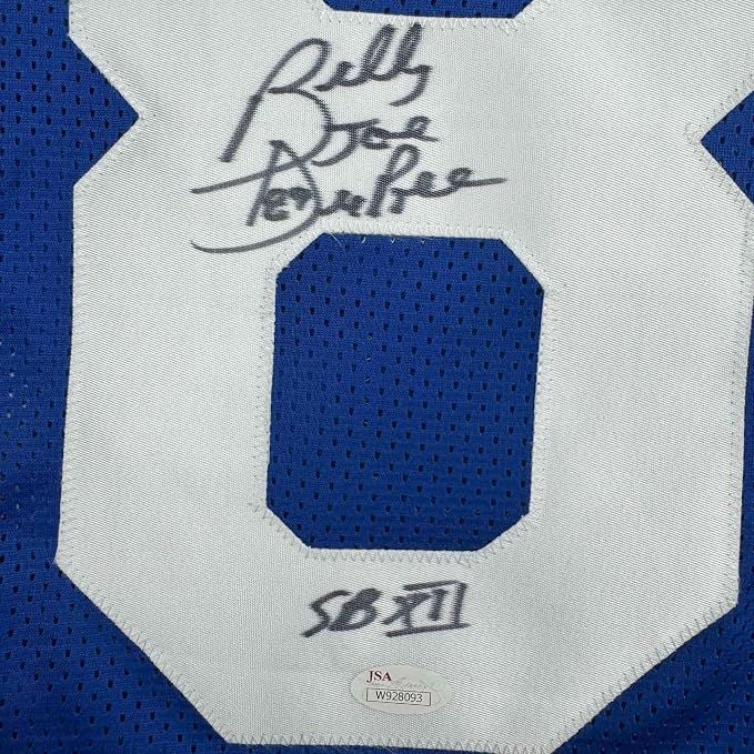 Framed Autographed/Signed Billy Joe DuPree 35x39 SB XII Dallas Blue Football Jersey JSA COA (ONLINE ORDER ONLY)